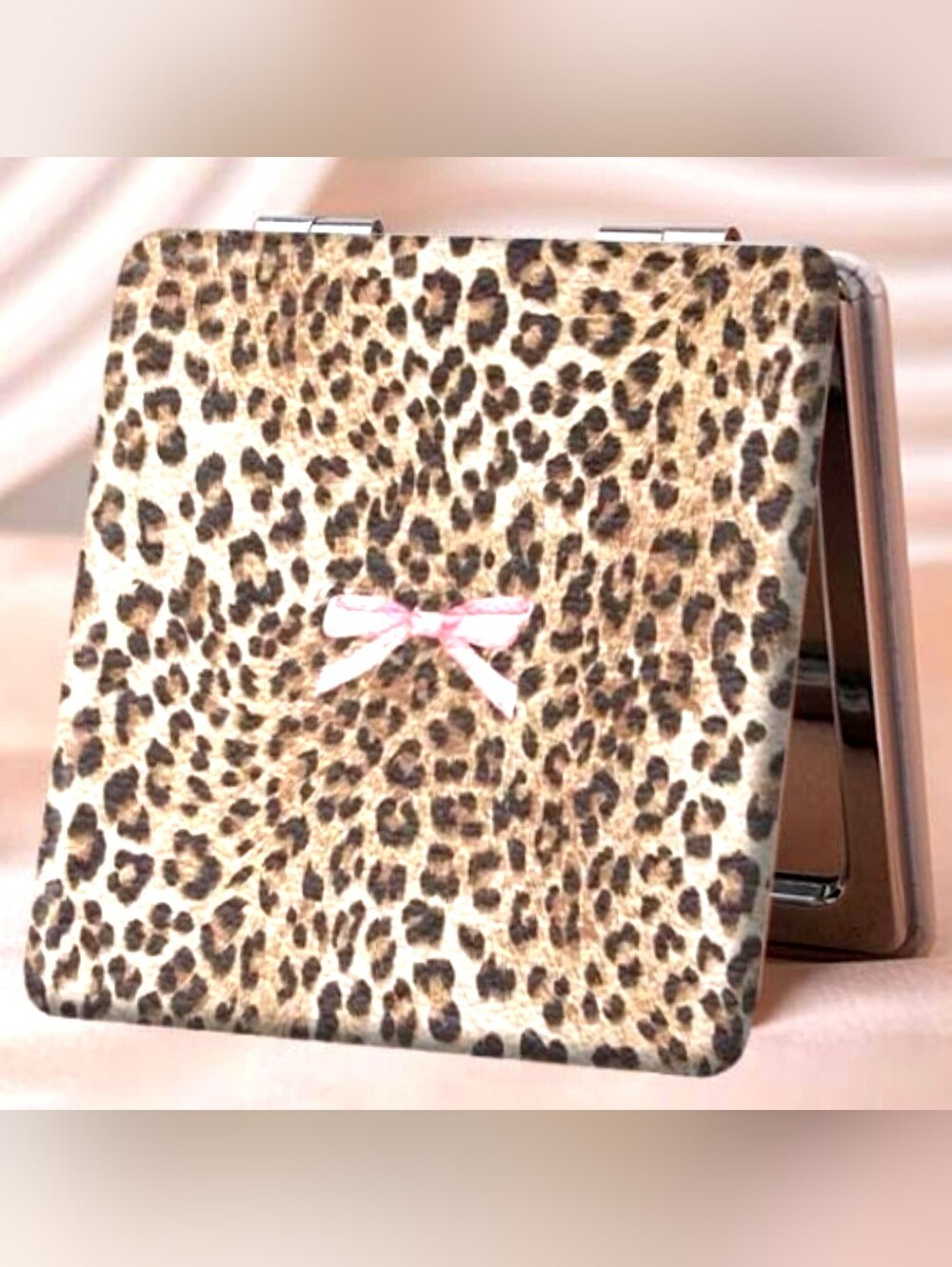 Leopard Print With Bow To Double Sided Compact Mirror